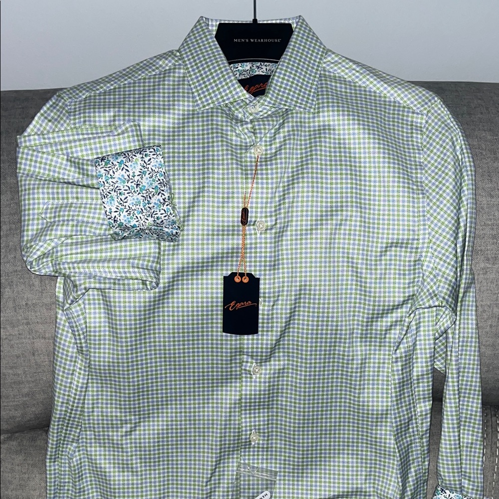 Men's Green Checkered Reversible Floral Shirt